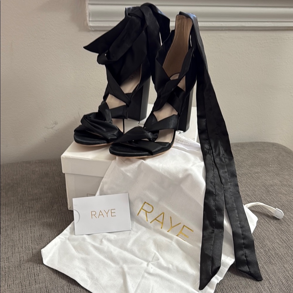 NWT Raye Women's Black Satin Heels